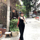 Suspender dress 2025 new style temperament figure-hugging waist slimming hip skirt R0570