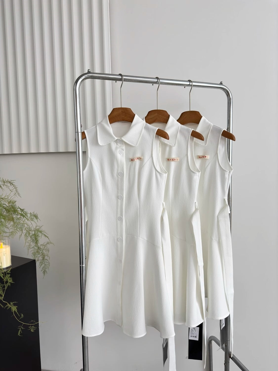 White shirt dress new style waist short skirt sleeveless shirt skirt R2007