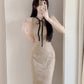 Temperament lady sleeveless dress evening gown sexy slim hip skirt R0510