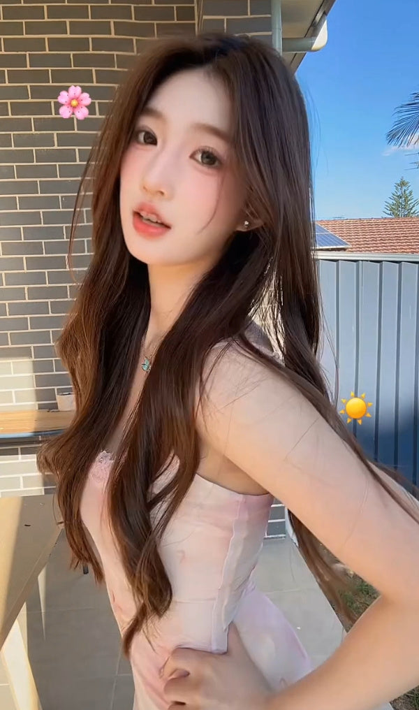 Sexy floral suspender dress mesh beautiful waist slim hip fishtail skirt R0513