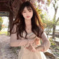 Flower suspender dress gentle and sweet style temperament waist A-line short skirt R0812
