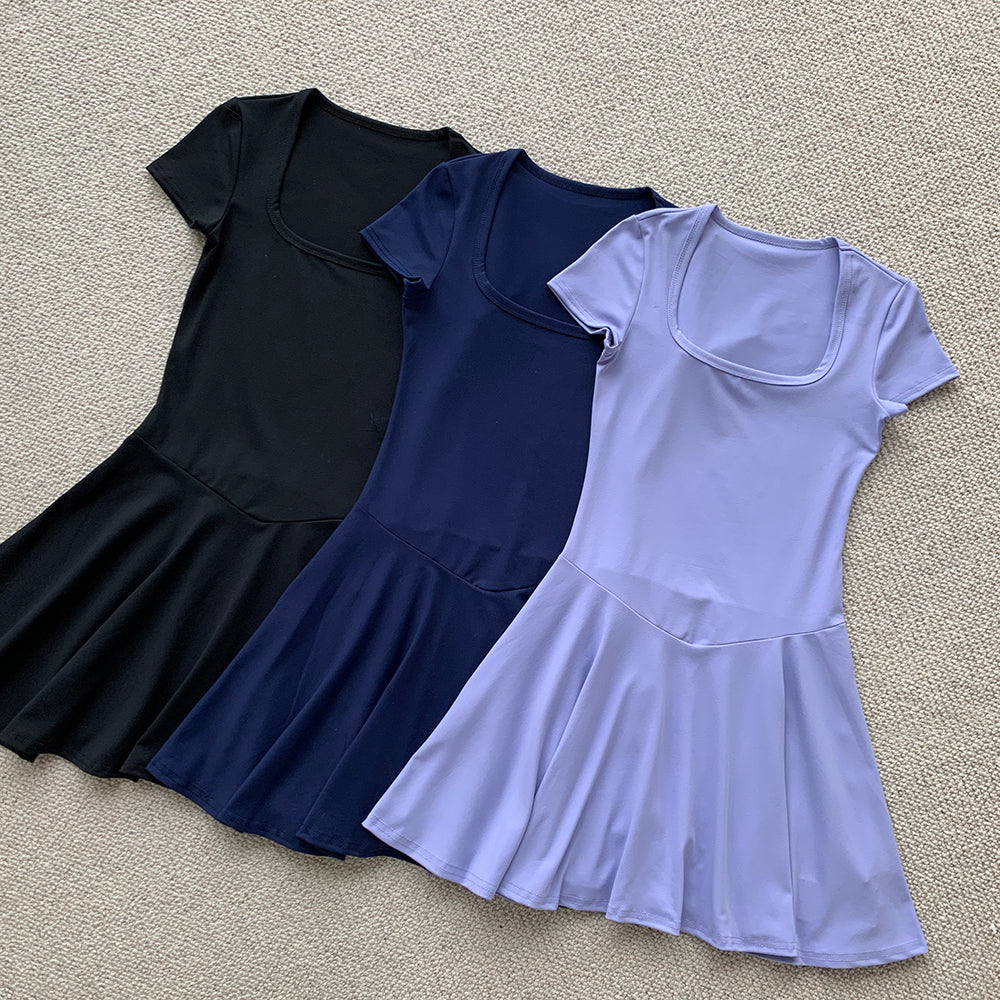 Elastic sexy low-cut square neck waist dress new summer style temperament slim ballet skirt R3073