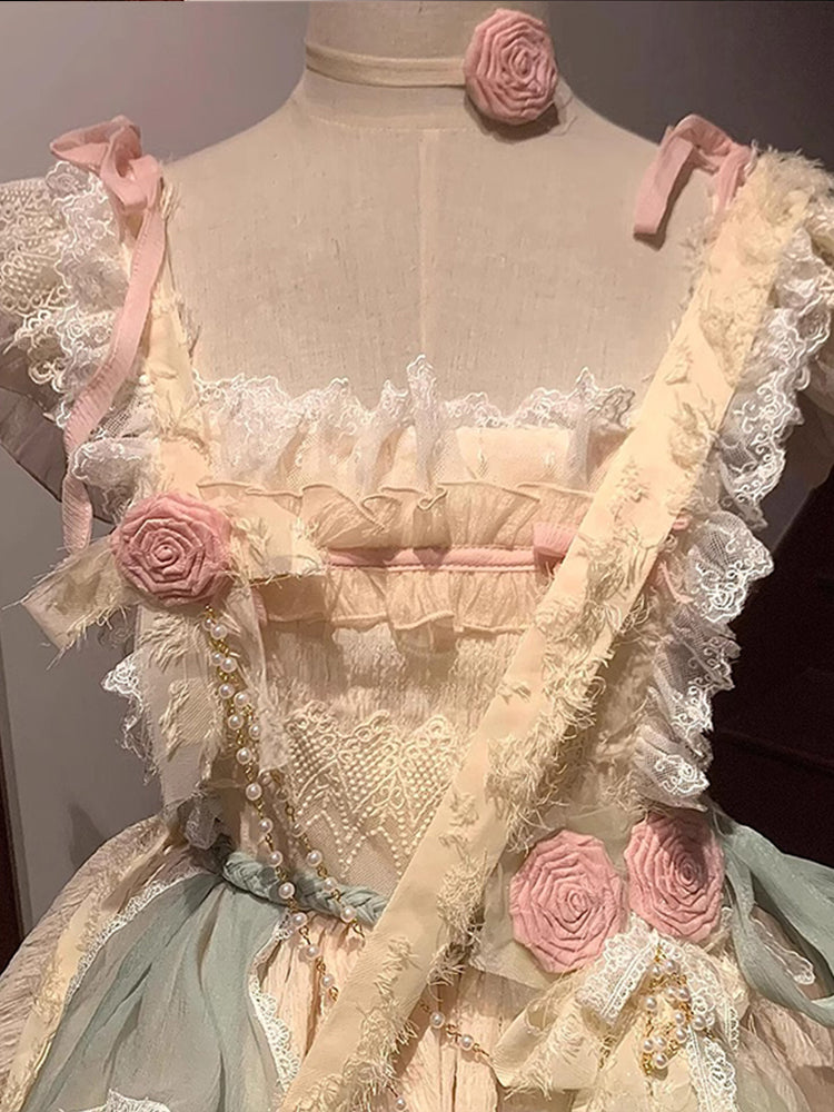 Date battle suit wandering style lolita skirt Lolita JSK dress heavy work R1673