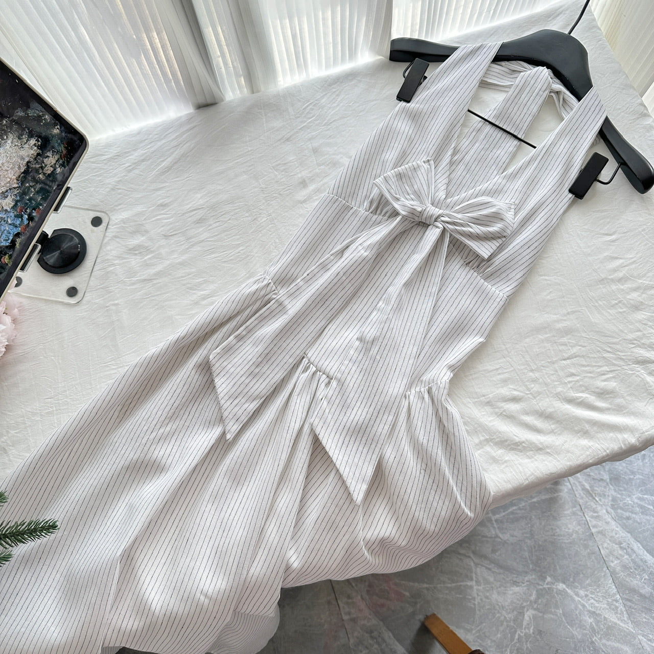 Fishbone halter neck V-neck dress Fishbone tube top R2057