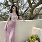 Beautiful little skirt purple flower sling dress beautiful waist hip skirt R0656