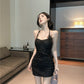 Pure lace halter neck three-dimensional flower sling dress beautiful summer hip skirt R3395