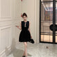 Temperament little black dress bow vest dress waist A-line small dress R0536