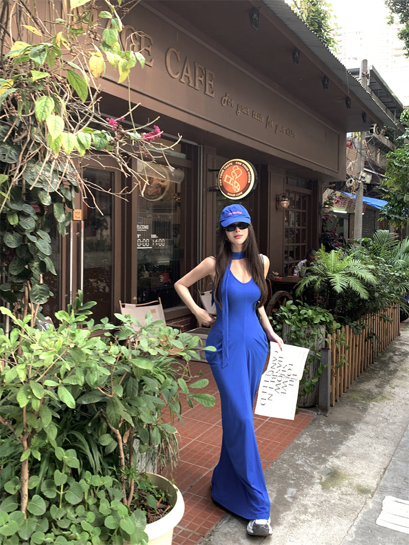 Suspender dress 2025 new style temperament figure-hugging waist slimming hip skirt R0570