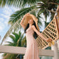 Pink lace suspender dress unique waist temperament long skirt R0496