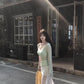2025 Cool and Relaxed Wear Set Green Long-sleeved T-shirt Vest Skirt Three-piece Set R0497