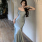 French satin sling collar fishtail suspender dress slim fit temperament dress long skirt R1805