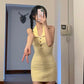 Sweet and salty hot girl backless knitted skirt female summer sweet polo dress waist skirt R0133