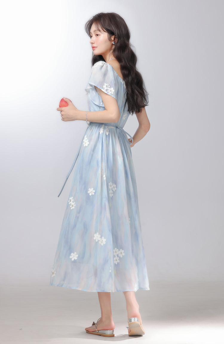 Temperament gentle style floral dress beautiful dress for seaside vacation R1945