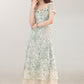 French holiday style green floral dress new slim long dress R1942