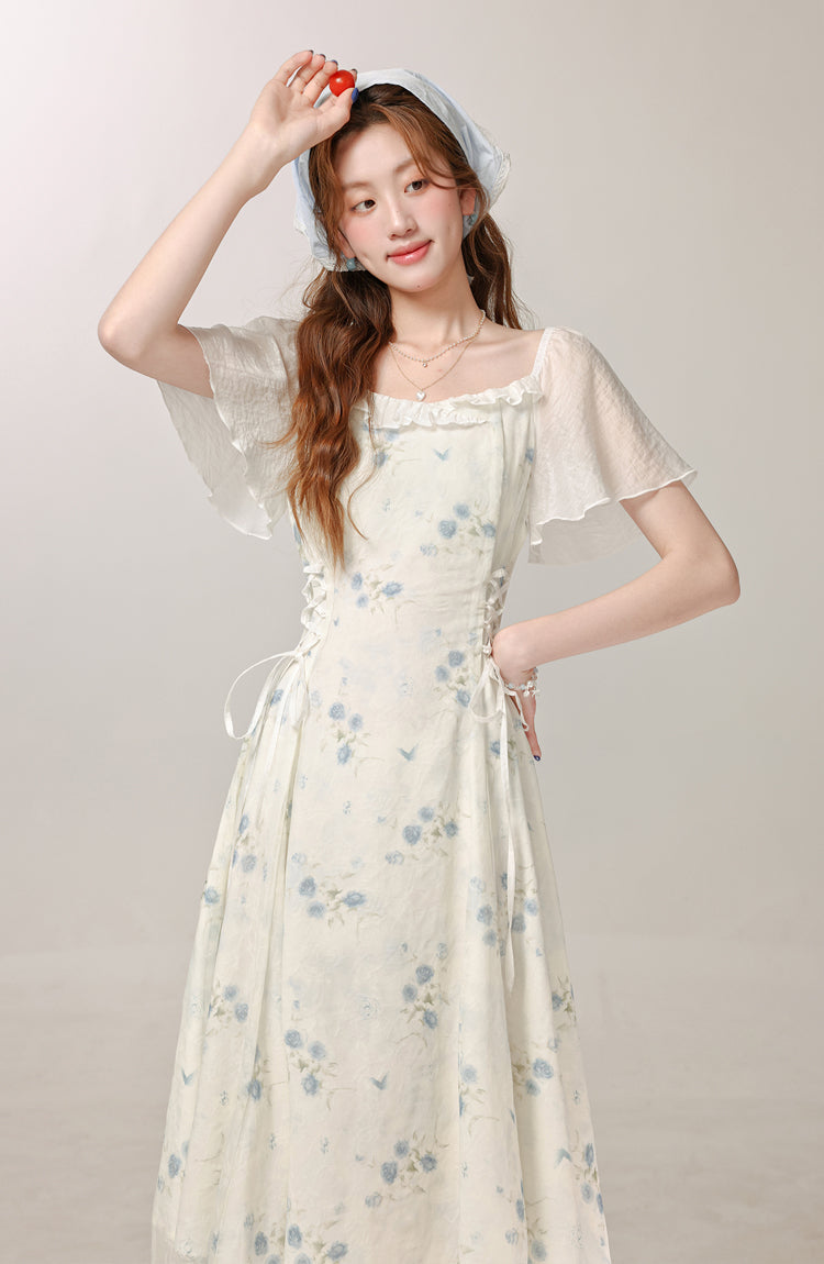 New Chinese style improved floral dress new summer daily commuting long skirt R1944