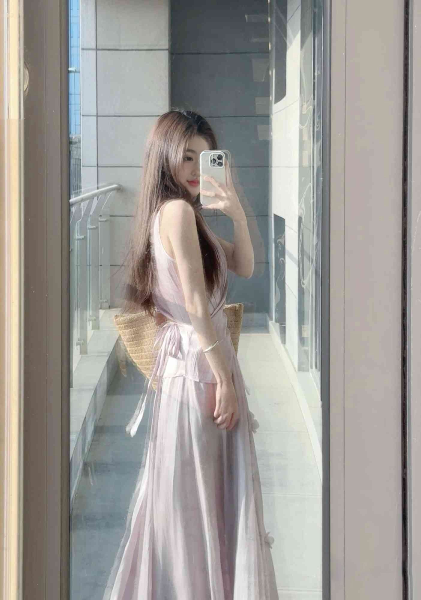 Beautiful outfit set gentle temperament purple sleeveless vest a-line skirt two-piece set R0832