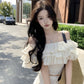 Summer beautiful one-shoulder short top a-line skirt beautiful two-piece suit R0853