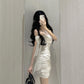 Off-shoulder polka dot dress, sexy and figure-hugging date dress R0557