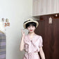 Wear a gentle and elegant pink polka dot long-sleeved shirt and skirt two-piece suit R0897