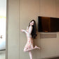 Temperament v-neck lace floral dress beautiful waist a-line short skirt 2025 new style R0840