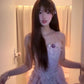 Summer beautiful little skirt holiday style purple irregular ruffle flower dress R0843