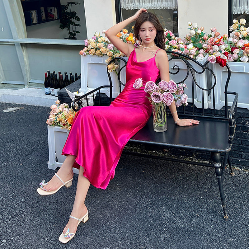 High-grade triacetate suspender dress exquisite dress lady temperament dress slim fit R0986