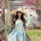 Blooming floral halter dress holiday style beautiful dress R0716