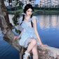 French sweet floral ruffle patchwork dress niche design princess fairy dress R1657