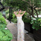 French style beautiful sling dress seaside holiday green print dress beach dress R1564