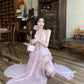 Beach Vacation Pink Chiffon Halter Neck Vest Skirt Two-piece Set R0508