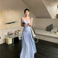 Vacation style outfit beautiful gentle style halter neck vest a-line skirt two-piece suit R0863