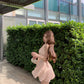 Pink V-neck sleeveless vest dress gentle temperament waist A-line short skirt R0844