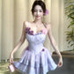Purple suspender dress 2025 new style waist slim cake short skirt R0667