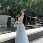 Blue V-neck suspender dress beautiful gentle temperament small skirt R0669