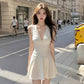 Pure desire style sexy V-neck waist sleeveless dress new style slim fit waist A-line short skirt R3391