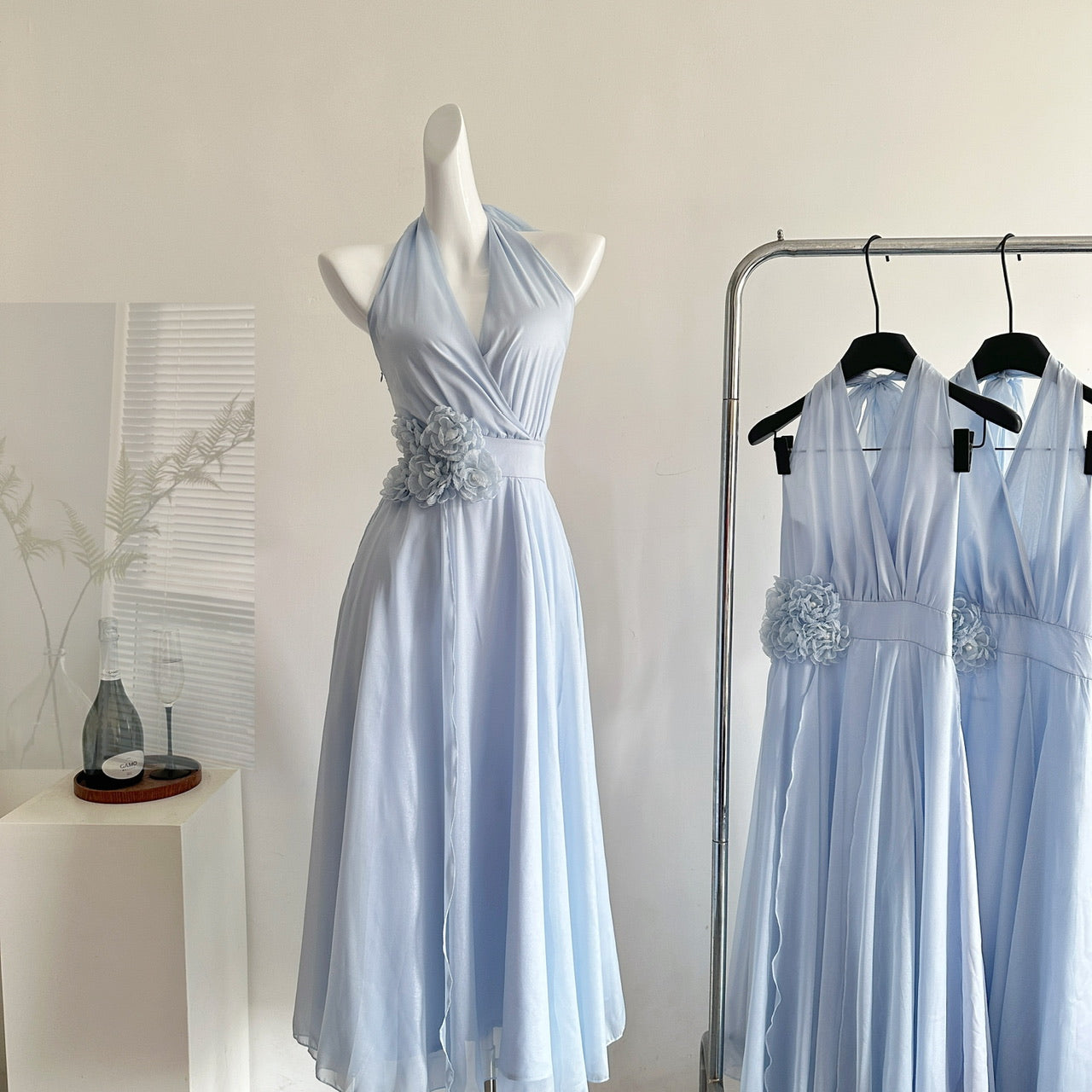 Halter Neck Fairy Flower Multi-Panel Dress Holiday Dress R2064