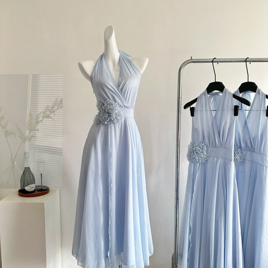 Halter Neck Fairy Flower Multi-Panel Dress Holiday Dress R2064
