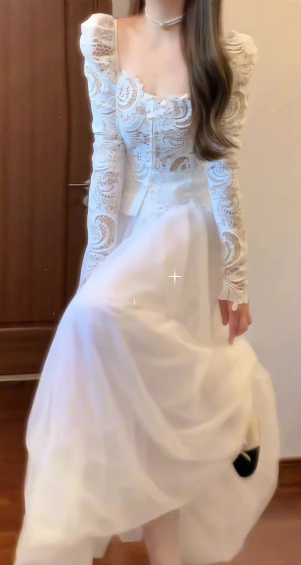 A set of gentle and elegant lace tops and mesh skirts R0516