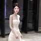 Temperament suspender dress lace patchwork waist slim banquet dress skirt R0519