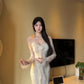 Gentle style temperament square neck dress shows figure sexy slim hip dress R0517