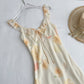 Summer French V-neck floral dress with slim waist and chiffon long skirt R2125