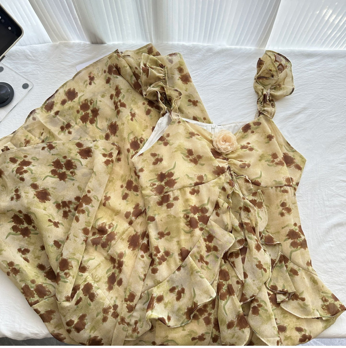 Retro three-dimensional flower decoration ruffled floral skirt R2130