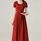 French retro red puff sleeve dress beautiful holiday dress R1934