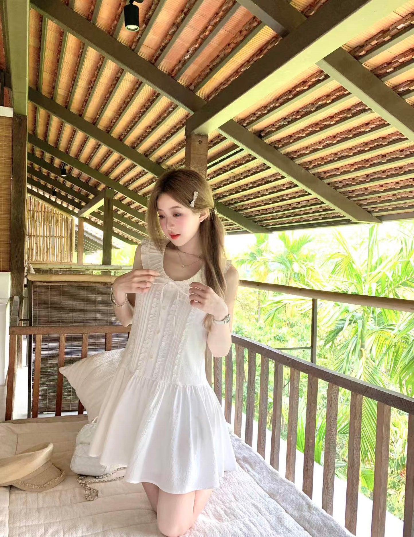 White princess dress doll collar age-reducing sleeveless vest beautiful summer skirt R3907