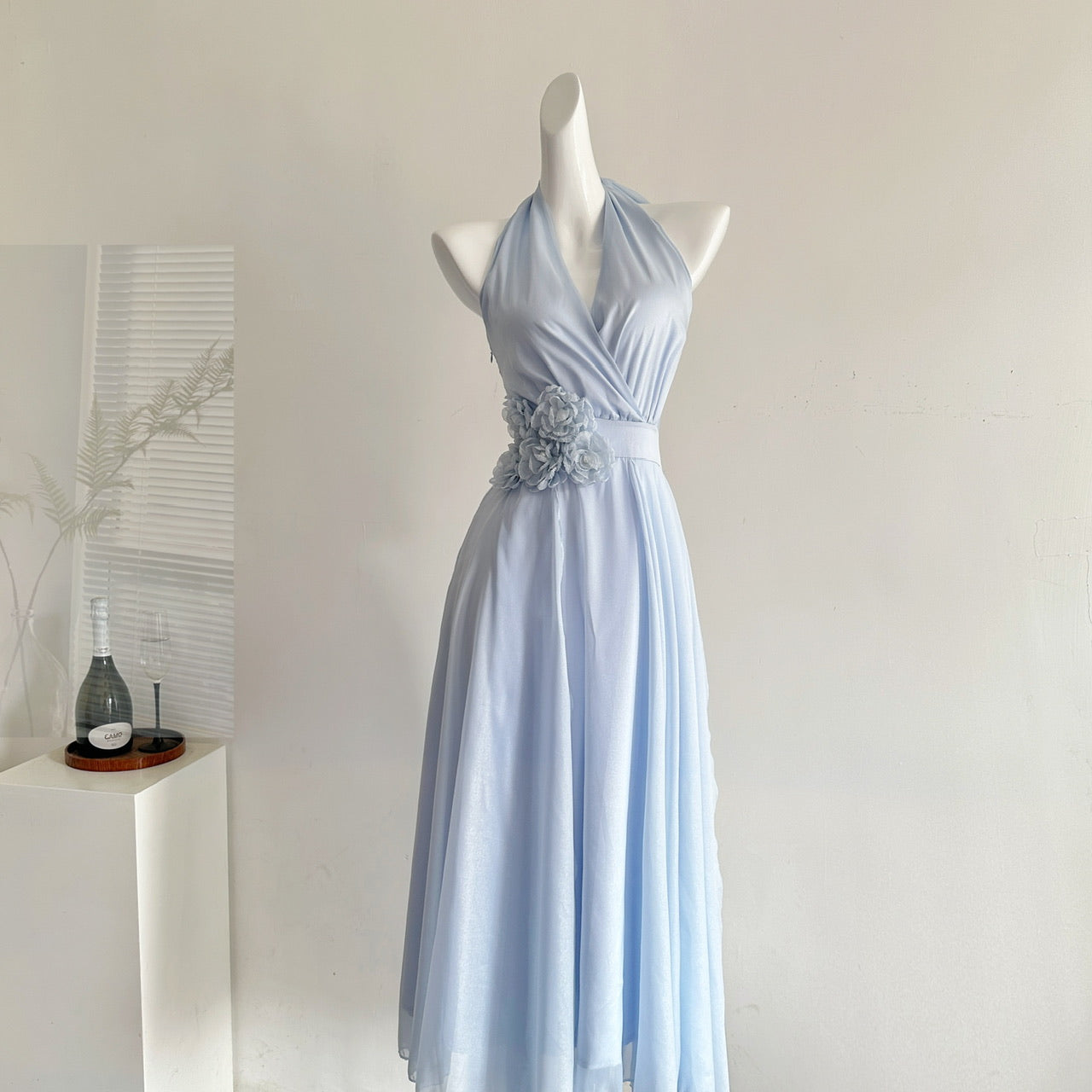 Halter Neck Fairy Flower Multi-Panel Dress Holiday Dress R2064