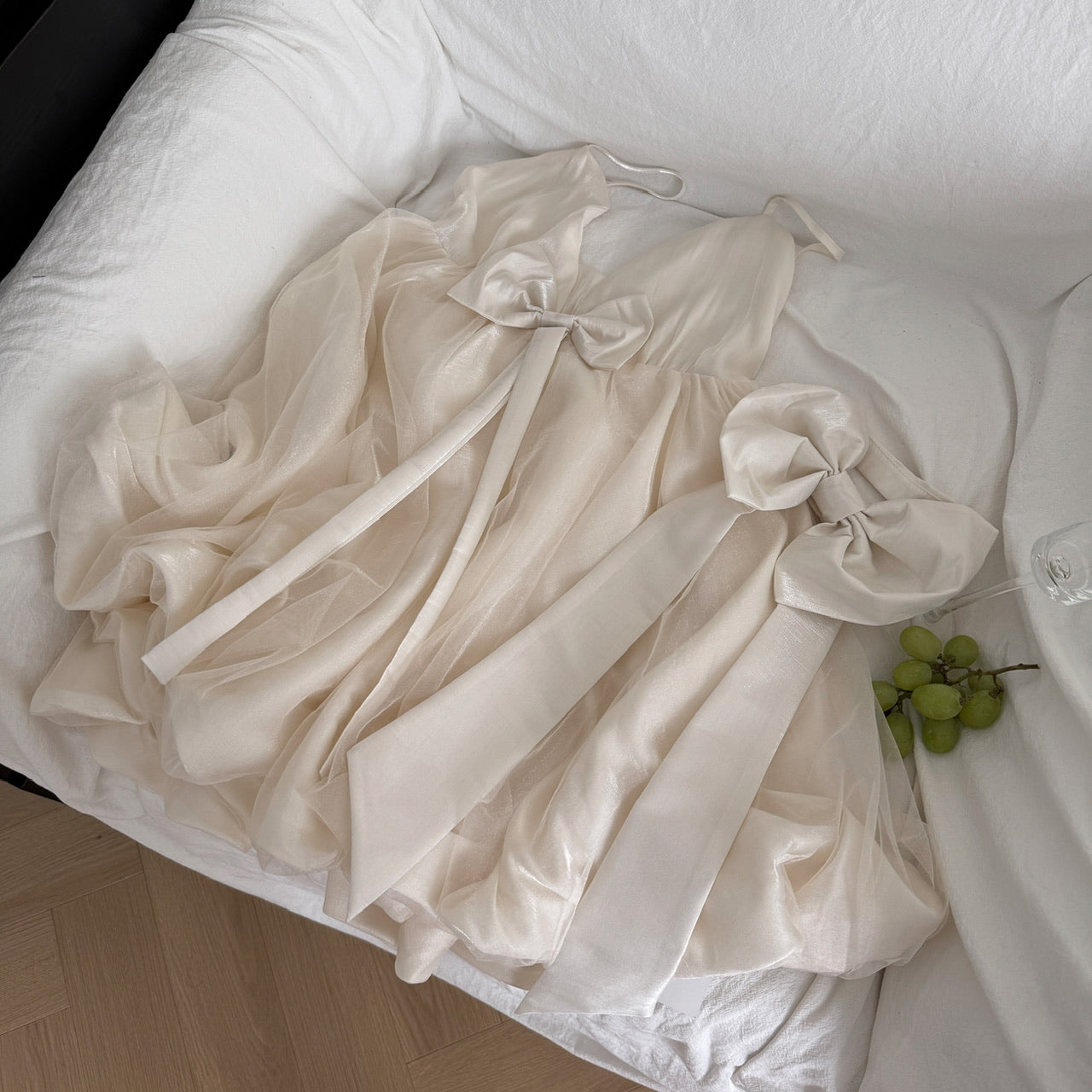 Halter neck dress 2025 summer backless bow princess dress pure desire flower bud dress R2179