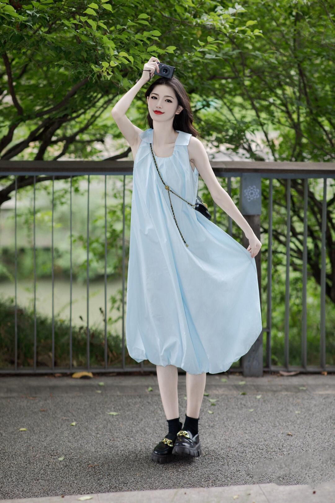 Beautiful skirt chic pleated bud long skirt niche vest dress R0767