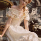 French pastoral style cake-style fishbone maxi dress with slim waist and cotton homecoming dress R5136