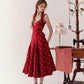 French girl playful bow red waist dress atmosphere homecoming dress R5147