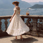 French design pastoral style printed slim fishbone corset dress homecoming dress R5163